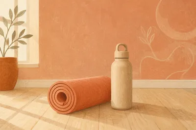 Terracotta Yoga Mat and Water Bottle