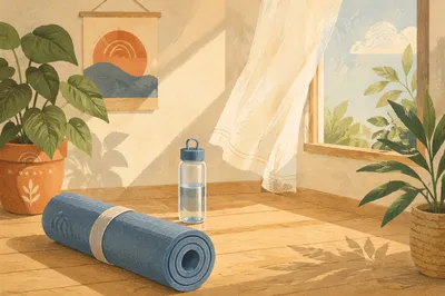Sunlit Yoga Mat and Water Bottle