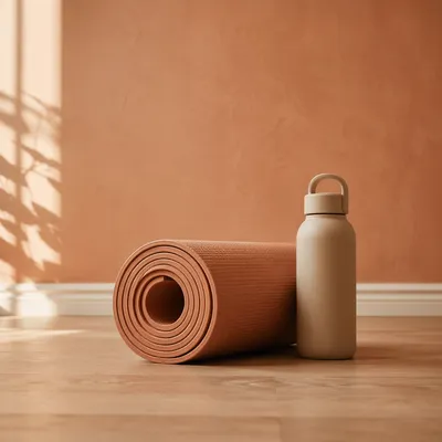 Terracotta Yoga Mat and Water Bottle