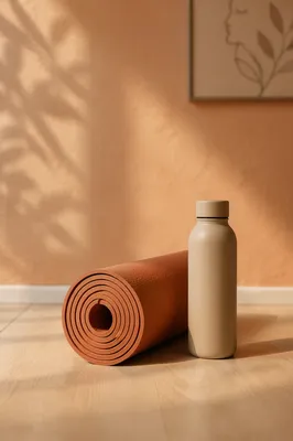 Terracotta Yoga Mat and Water Bottle
