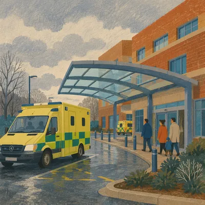 Ambulance at Hospital Emergency Entrance