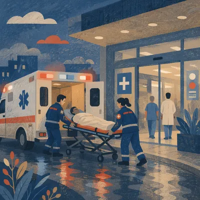 Ambulance at Hospital Emergency Entrance
