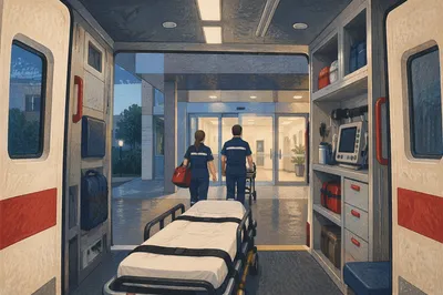 Ambulance View at Hospital Emergency Entrance