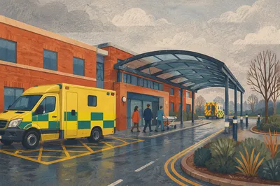 Ambulance at Hospital Emergency Entrance