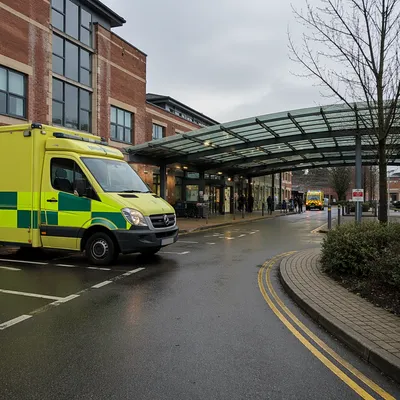 Ambulance at Hospital Emergency Entrance