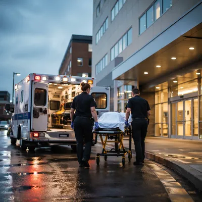 Ambulance Arrival at Hospital Entrance Dawn