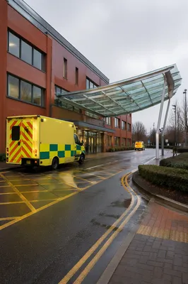 Ambulance at Hospital Emergency Entrance