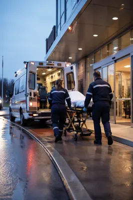 Ambulance Arrival at Hospital Entrance Dawn