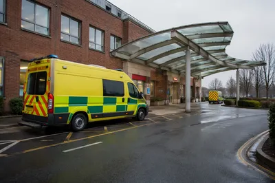 Ambulance at Hospital Emergency Entrance