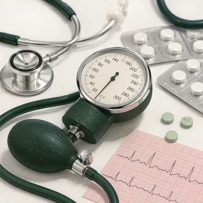 Blood Pressure Check Medical Table Scene
