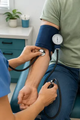 Nurse Checking Patient Blood Pressure Closeup
