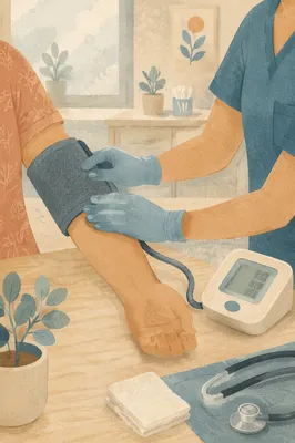 Nurse Checking Patient Blood Pressure Calmly