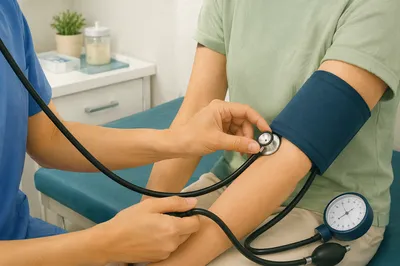 Nurse Checking Patient Blood Pressure Calmly