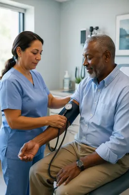 Nurse Checking Patient Blood Pressure