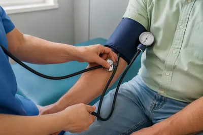Nurse Checking Patient Blood Pressure Close-Up