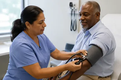 Nurse Checking Patient Blood Pressure