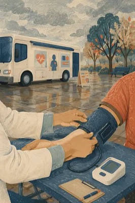 Community Blood Pressure Check at Mobile Clinic