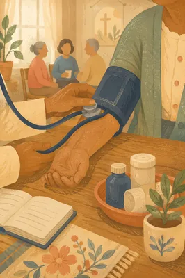 Community Blood Pressure Check in Fellowship Room