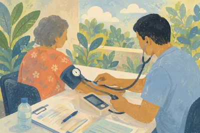 Outdoor Blood Pressure Health Check in Garden