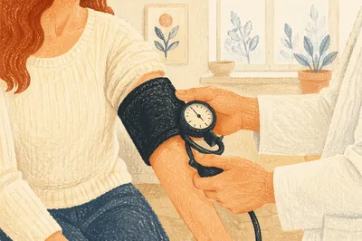 Manual Blood Pressure Check in Soft Light