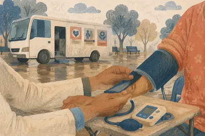 Community Blood Pressure Check at Mobile Clinic