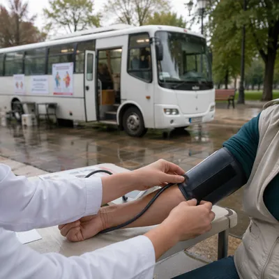 Community Blood Pressure Check at Mobile Clinic