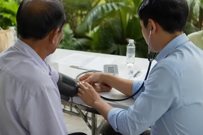 Outdoor Blood Pressure Check in Garden Clinic