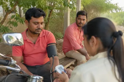 Outdoor Blood Pressure Check at Rest Area