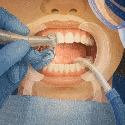 Routine Dental Examination with Gloved Dentist