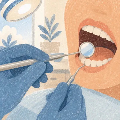 Routine Dental Exam Close-Up in Clinic