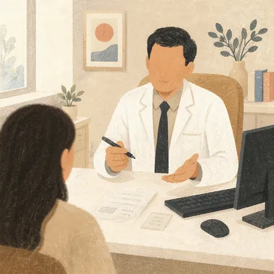 Doctor Consulting Patient in Private Clinic