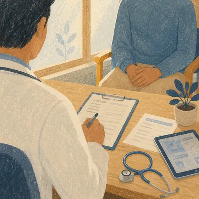 Calm Doctor Consultation in Clinic Office