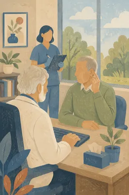 Reassuring Doctor Consultation in Modern Clinic