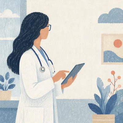 Doctor Using Tablet in Calm Hospital