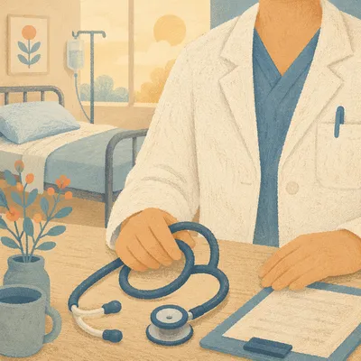 Calm Doctor With Stethoscope in Hospital Room