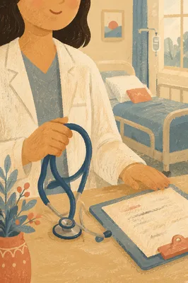 Doctor Holding Stethoscope in Calm Hospital Room