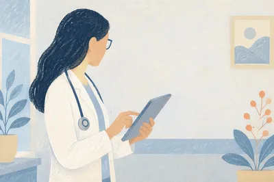 Doctor With Stethoscope Using Tablet