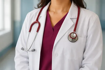 Doctor White Coat with Red Stethoscope