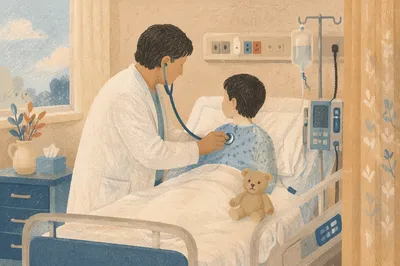Compassionate Doctor Checking Patient in Hospital