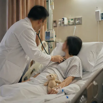 Compassionate Doctor Examining Patient in Hospital