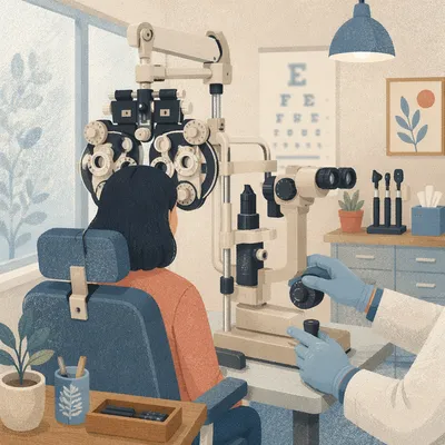 Calm Optometrist Exam Room With Eye Equipment