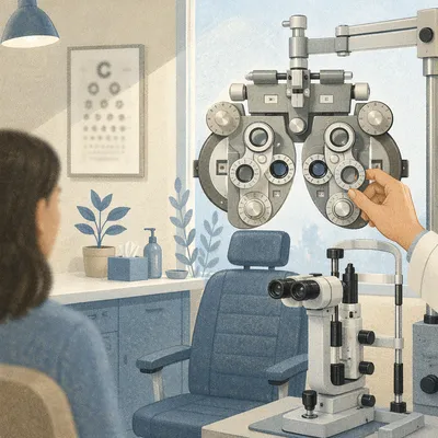 Modern Optometrist Exam Room With Equipment