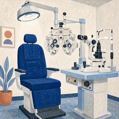 Empty Optometrist Exam Room with Equipment