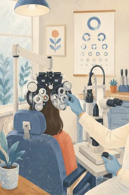 Calm Optometrist Exam Room With Eye Equipment