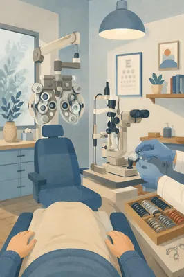 Calm Optometrist Exam Room With Equipment