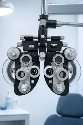 Optometrist Phoropter in Clean Clinical Office