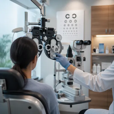 Modern Optometrist Exam Room With Eye Equipment