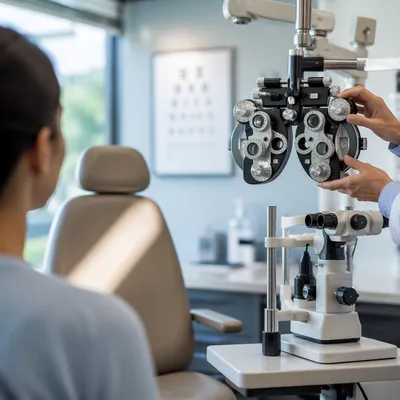 Modern Optometrist Exam Room With Equipment