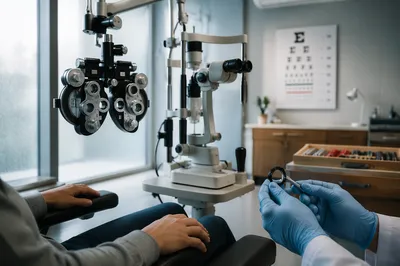 Calm Optometrist Exam Room With Equipment