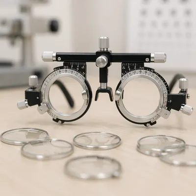 Optometry Trial Frame on Clinic Exam Table